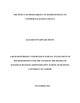 The Effect of Profitability on Dividend Policy Of