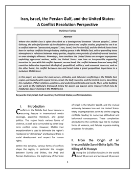 Iran, Israel, the Persian Gulf, and the United States: a Conflict Resolution Perspective