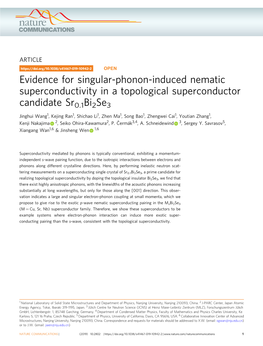 Evidence for Singular-Phonon-Induced Nematic Superconductivity in a Topological Superconductor Candidate Sr0.1Bi2se3