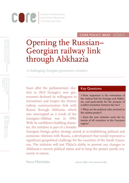 Opening the Russian–Georgian Railway Link Through Abkhazia