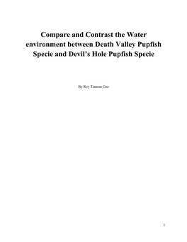 Compare and Contrast the Water Environment Between Death Valley Pupfish Specie and Devil’S Hole Pupfish Specie