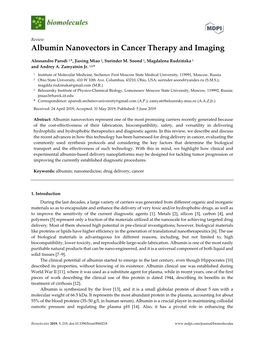 Albumin Nanovectors in Cancer Therapy and Imaging