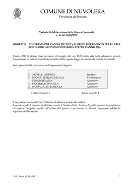 COMUNE DI NUVOLERA Provincia Di Brescia