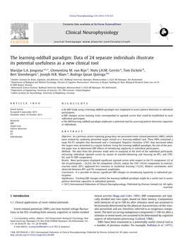 The Learning-Oddball Paradigm: Data of 24 Separate Individuals Illustrate Its Potential Usefulness As a New Clinical Tool ⇑ Marijtje L.A