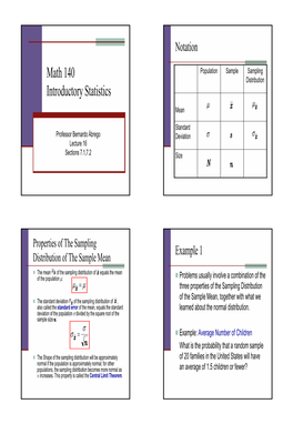 Math 140 Introductory Statistics