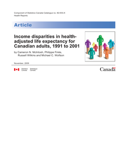 Income Disparities in Health-Adjusted Life Expectancy for Canadian Adults