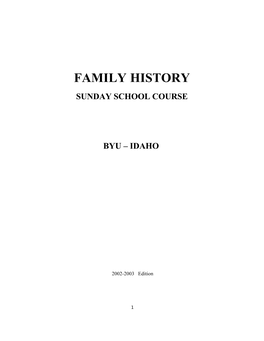 Family History Sunday School Course