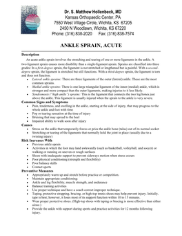 Ankle Sprain, Acute