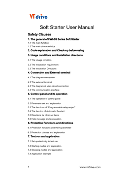Soft Starter User Manual Safety Clauses 1