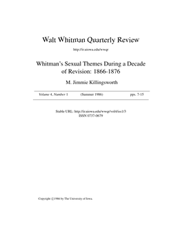 Walt Whitman Quarterly Review