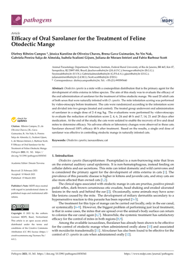 Efficacy of Oral Sarolaner for the Treatment of Feline Otodectic Mange