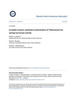 Potential Contamination of Yellowstone Hot Springs by Human Activity