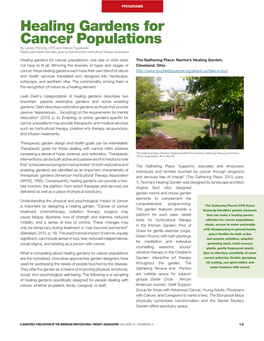 Healing Gardens for Cancer Populations