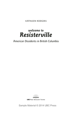 Resisterville American Dissidents in British Columbia