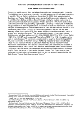 Melbourne University Football Club Incorporated: Transcript of Meetings of the Melbourne University Football Club 1925-1955, P.163 2 Cricket, Vol