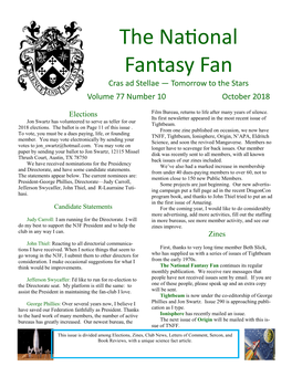 The National Fantasy Fan Cras Ad Stellae — Tomorrow to the Stars Volume 77 Number 10 October 2018