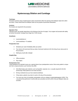 Hysteroscopy Dilation and Curettage