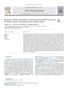 Responses of Benthic Foraminifera to Environmental Variability a Case