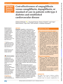 Cost-Effectiveness of Empagliflozin Versus Canagliflozin, Dapagliflozin