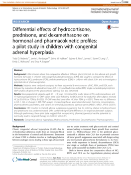 Differential Effects of Hydrocortisone, Prednisone, And