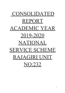 Consolidated Report Academic Year 2019-2020 National Service Scheme Rajagiri Unit No:232