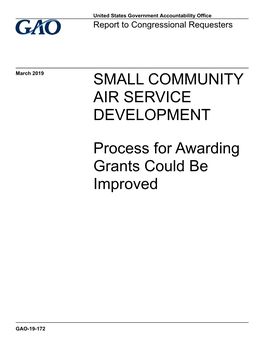 Gao-19-172, Small Community Air Service Development