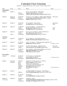 Choir Anthem Schedule