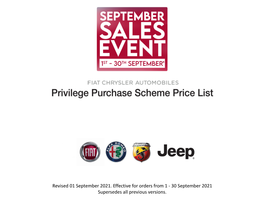 Privilege Purchase Scheme Price List Terms & Conditions Pages Privilege Purchase Scheme Price List Terms & Conditions All Vehicles Are Offered Subject to Availability