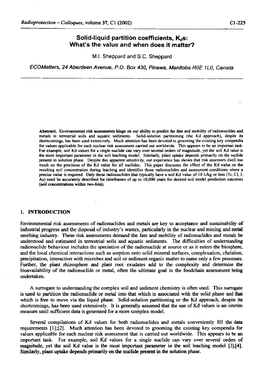 Solid-Liquid Partition Coefficients, Rcjs: What's the Value and When Does It Matter?