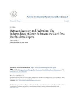 Between Secession and Federalism: the Independence of South Sudan and the Need for a Reconsidered Nigeria Obehi S