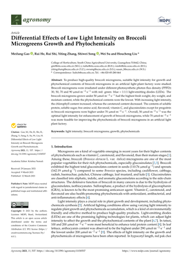 Differential Effects of Low Light Intensity on Broccoli Microgreens Growth and Phytochemicals