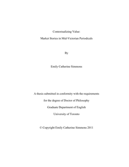 Contextualizing Value: Market Stories in Mid-Victorian Periodicals By