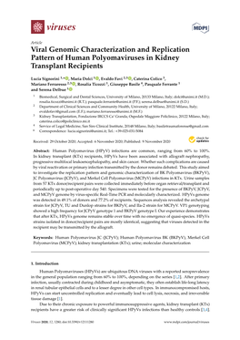 Viral Genomic Characterization and Replication Pattern of Human Polyomaviruses in Kidney Transplant Recipients