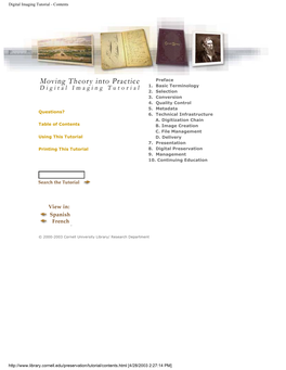 Digital Imaging Tutorial - Contents