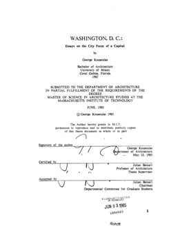 WASHINGTON, D. C.: Essays on the City Form of a Capital