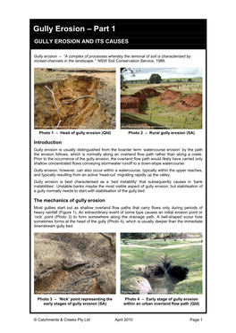 Gully Erosion and Its Causes