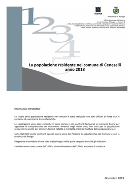 La Popolazione Residente Nel Comune Di Ceneselli Anno 2018