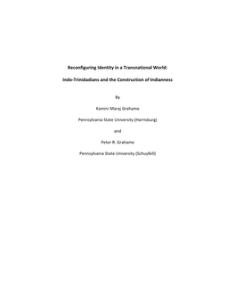 Indo-Trinidadians and the Construction of Indianness