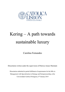 Kering – a Path Towards Sustainable Luxury