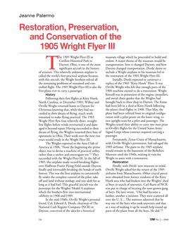 Restoration, Preservation, and Conservation of the 1905 Wright Flyer III