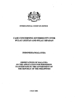 Case Concerning Sovereignty Over Pulau Ligitan and Pulau Sipadan