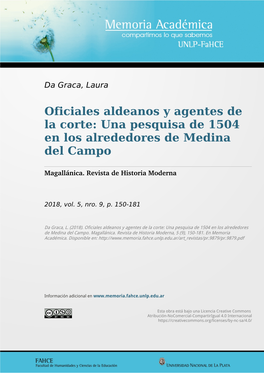 Oficiales Aldeanos Y Agentes De La Corte: Una Pesquisa De 1504 En Los Alrededores De Medina Del Campo
