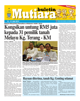 Kongsikan Untung RM5 Juta Kepada 31 Pemilik Tanah Melayu Kg. Terang