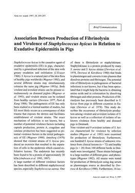 Association Between Production of Fibrinolysin Exudative Epidermitis in Pigs