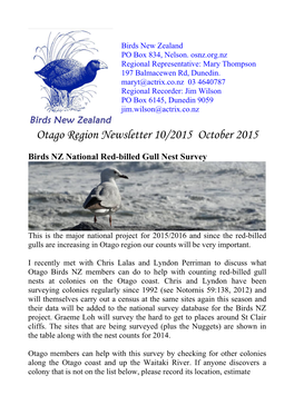 Otago Region Newsletter 10/2015 October 2015