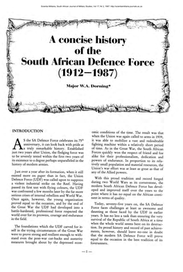 A Concise History of the South African Defence Force (1912-1987)