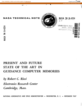 Present and Future State of the Art in Guidance Computer Memories