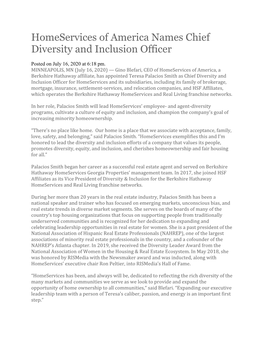 Homeservices of America Names Chief Diversity and Inclusion Officer