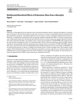 Multifaceted Beneficial Effects of Erdosteine: More Than a Mucolytic Agent