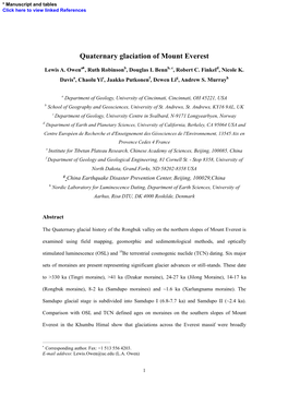 Quaternary Glaciation of Mount Everest